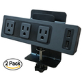 Electriduct Edge Mount Desktop Power Center- 3 Power, 2 USB- Black PDC-SW-3P-2USB-DT-2PK